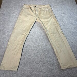 Levi Jeans 502 Men's 36X32 (Fits 35X29) Tan Khaki Tapered Denim Pants Brown